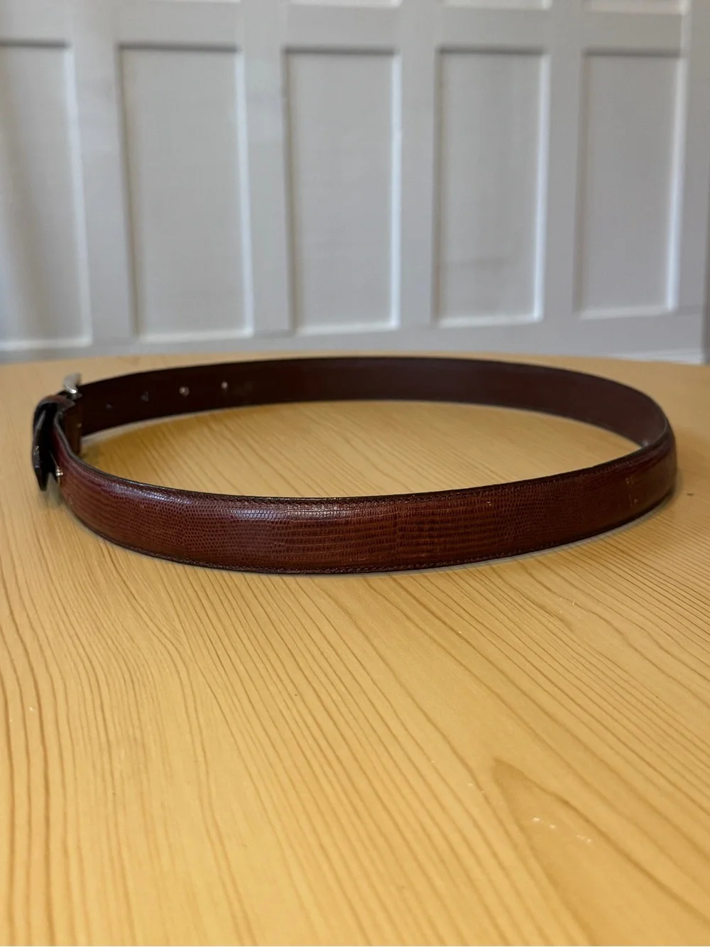 Vintage Ralph Lauren Lizard Embossed Leather Belt Silver Buckle M 30